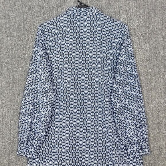 C Wonder by Christian Siriano Dress Womens Medium Blue White Long Sleeve Midi - Picture 8 of 13